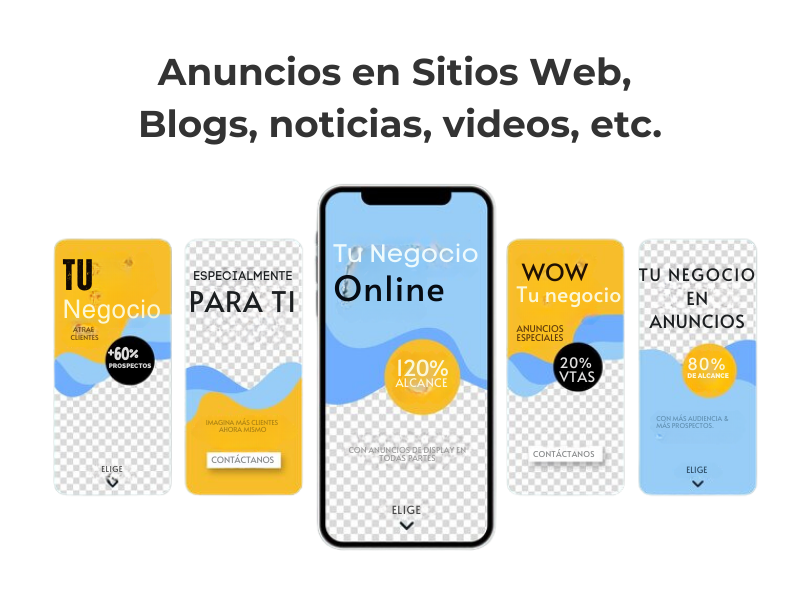 Anuncios en Sitios Web, Blogs, noticias, videos, etc.